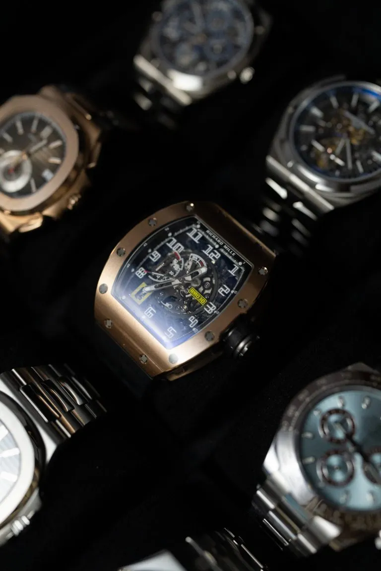Pre-owned luxury timepieces, including a Richard Mille, at Times Avenue
