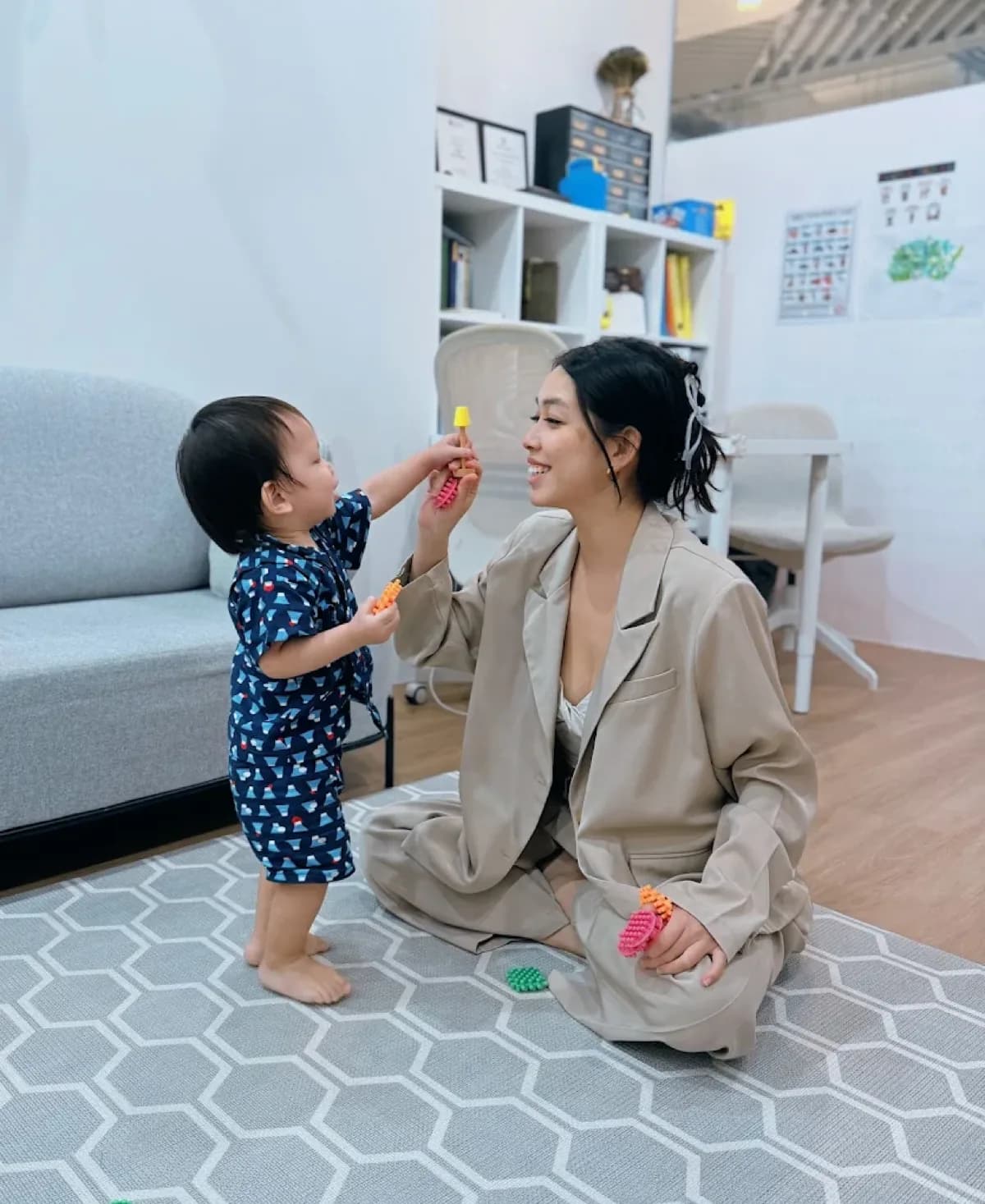 A therapist and a young child playing together during a session at Little Marvels Therapy, City Gate